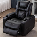 Black Leather Power Recliner With Usb And Cup Holders