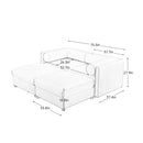 Stylish White Chenille 2-Seater Sofa with Ottoman Storage, Cylindrical Backrest and Armrests, Modern Fabric Loveseat