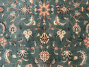 Indo Persian Rug 8x10, Green and Beige Oriental Carpet, Traditional Wool Area Rug, Floral Allover Pattern