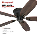 Oil Rubbed Bronze 52 Inch Ceiling Fan Reversible Motor