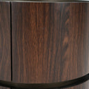 Elegant MDF Italian High-Grade Double-Layer Storage Round Side Table in Brown and Black with Tempered Glass Top