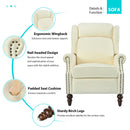 Upholstered Push Back Recliner Chair with Classic Wing Back, Beige Chenille, 29.75'