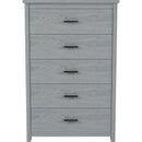 4-Pieces Bedroom Sets Queen Size Vintage Wooden Bed Frame with 2 Nightstands and 1 Dresser,Light Gray