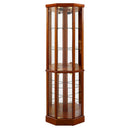 6 Shelf Lighted Corner Curio Cabinet With Adjustable Tempered Glass Shelves And Mirror Back (E26 Light Bulb Not Included)