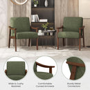 Dark Green Corduroy Armchair Mid Century Solid Wood