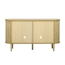 TREXM Farmhouse Sideboard Cabinet with Storage, Wood Buffet Cabinet with Glass Doors and Adjustable Shelves for Kitchen, Dining Room and Living Room (Natural)