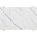 TOPMAX Modern Dining Table Set for 6 Faux Marble Kitchen Table Set with 6 Upholstered Dining Chairs, 7-Piece, White+Golden