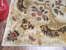 Aubusson Rug 10x14, Elegant French European Design, Vintage Handmade Carpet with Pile, Beige Floral Dining Room Rug, Living Room, Soft Wool