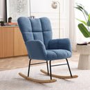 Rocking Chair Teddy Upholstered Glider Rocker Rocking Accent Chair Padded Seat with High Backrest Armchair Comfy Side Chair for Living Room Bedroom Offices Blue