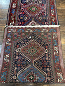 Persian Tribal Runner Rug 2.6 x 20 ft, Antique Persian Shiraz Carpet for Hallway, Colorful Navy Blue
