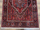 Fine Persian Bidjar Rug 3x5 ft, Ruby Red and Black, Geometric Medallion, Hand Knotted Semi Antique Oriental Bijar Carpet, Wool Area Rug, Tribal Rug