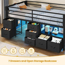 Twin Loft Bed With LED Lights And Storage Drawers Included