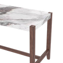 5-Piece Counter Height Dining Set, Faux Marble Bar Table with 4 Upholstered Chairs, Mid-Century Style for Kitchen or Small Spaces