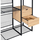 Open-Style Wardrobe with Hanging Rails, Shelves and Drawers, Black