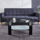 Artisan Center Coffee Table, Tempered Glass Top Stainless Steel Legs for Living Room, Black