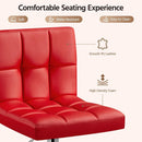 Red Adjustable PU Leather Swivel Bar Stools Set Of 2