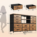 Dresser With LED Lights And Power Outlets 12 Fabric Drawers