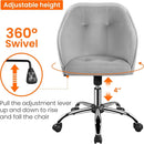 Light Gray Velvet Desk Chair With Adjustable Tilt Arm