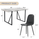 Table and chair set.A minimalist retro rectangular dining table with a specially textured top and black metal legs.Paired With 4 Mid-Century Style Upholstered Side Black PU Chairs,Spoon Shaped Chairs.