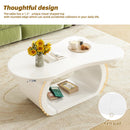 ON-TREND 39.3'*23.6' Modern Cloud Coffee Table with 1.5' Thick Tabletop, Cream Style Irregular End Table with Curved Legs, Unique Design Accent Table with Round Edge for Living Room, Apartment, White