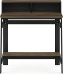 A Frame Computer Desk with Hutch Storage in Columbia Walnut