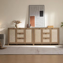 Caramel Oak Rattan Large Sideboard Buffet Storage Cabinet