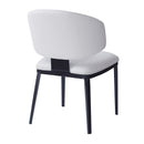 Modern PU Leather Upholstered Dining Chairs Set of 2, White, Metal Legs, 21x24.75x32 inches