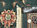 Indo Persian Rug 8x10, Green and Beige Oriental Carpet, Traditional Wool Area Rug, Floral Allover Pattern