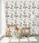 Contemporary Pink Gentle Flowers Wallpaper Smart