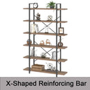 Rustic Oak 6 Tier Tall Bookcase With Metal Frame Industrial