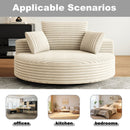 55''L Corduroy Chenille Foam Single Swivel Chair, Fluffy Modern Sleeper, 360 Degree Swivel Chair for Living Room, Bedroom, Lounge and Projection Room