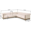 Comfy Large Sectional Sofa with Wooden Legs, Retro Style for Living Room