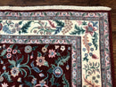 Indo Persian Rug 8x10, Red and Ivory, Floral Allover, Handmade Wool Area Rug