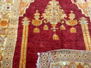 Antique Turkish Prayer Rug 4x6, Red and Golden Mustard, Mihrab Design, Anatolian Carpet