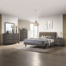 Valdemar - Queen Bed - Brown Fabric & Weathered Gray