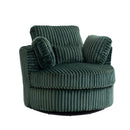 Oversized 360 Degreed Swivel Accent Chair Modern Soft Plush Corduroy Round Barrel Chair for Living Room Bedroom with Pillows, Green