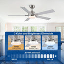 52 Inch Brushed Nickel Ceiling Fan With Remote And Dimmable LED Lighting