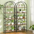 Arched Five Tier Bookshelf Rustic Brown Storage Unit