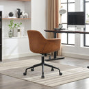 Mid-Century Modern Office Chair,Rolling Swivel Height Adjustable Ergonomic Chair with Frame/Arms, Back Support Home Desk Chair for Living Room,Studying (Brown)