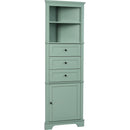 Green Triangle Tall Cabinet with 3 Drawers and Adjustable Shelves for Bathroom, Kitchen or Living Room, MDF Board with Painted Finish