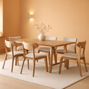 Mid Century Modern Dining Set 7 Piece Natural Oak Table