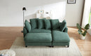 Upholstered Sectional Sofa with Movable Ottoman and Storage in Green Chenille, 83 Inch