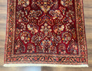 Antique Persian Sarouk Rug 4x6, Floral, Red, Wool Hand Knotted Fine 225 KPSI