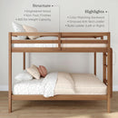 Engineered Wood Twin Over Twin Bunk Bed With Ladder Oak Finish