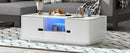 U-Can Modern High Glossy Rectangle Coffee Table, Stylish Center Table with Storage Space, Accent Furniture with 16 Color LED Lights for Living Room