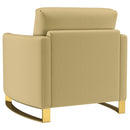Corliss Upholstered Curved Track Arm Chair Camel