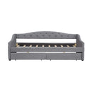 Elegant Upholstered Twin XL Daybed with LED Belt, 2 Drawers, Gray Linen Finish