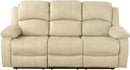 Beige 3 Seater Manual Reclining Sofa With Cup Holders