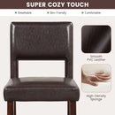 Counter Height Bar Stools Set Of Two, Twenty Four Point Five Inch, Brown Upholstered PVC Leather
