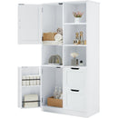 Bathroom Storage Cabinet with Doors and Drawers, Multiple Storage Space, Freestanding Style, Open Shelve, Adjustable Shelf, White
